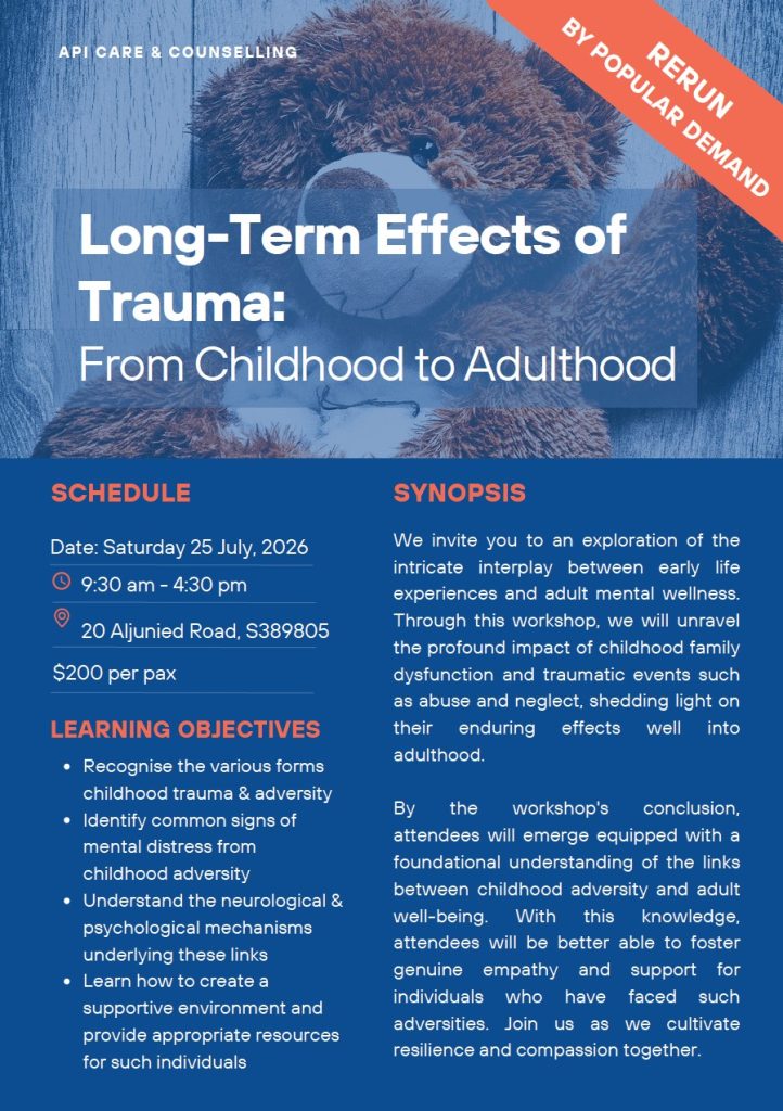 Long-Term Effects of Trauma: From Childhood to Adulthood, advertisement flyer page one